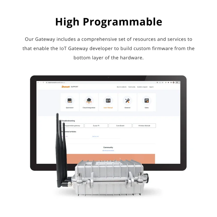 Dusun Outdoor Waterproof Industrial MQTT Multi-Protocols Ble Zigbee Wifi 4G LTE Iot Gateway With POE