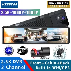 3 Channel 11.26 “ 2.5K+1080P+1080P Car Dvr GPS WIFI Dash Cam Interior Mirror Camera Len Drive Recorder Dashcam Stream Rear View