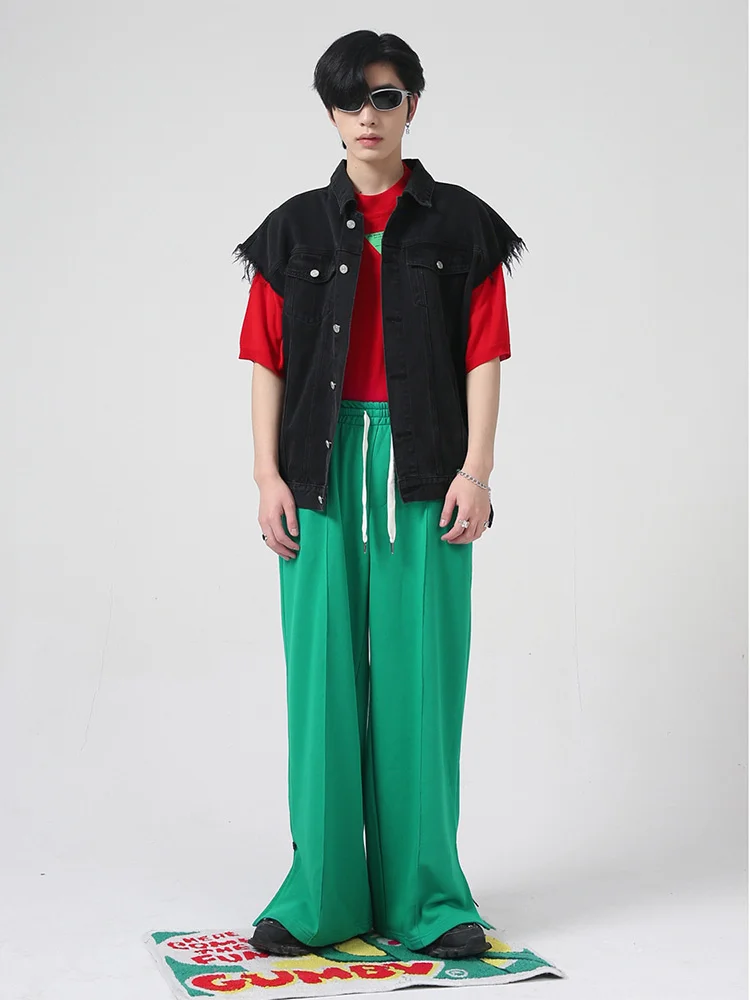 2022 Spring Men's Wear Korean Version New Personality Solid Color Elastic Waist Straight Loose Casual Pants Men 2A1941