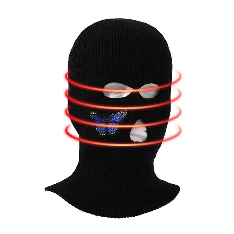 Ski Face Cover Winder Face Hood 3-Hole Knitted Neck Gaiter Skiing Snowboarding Motorcycle UV Protection & Wind Protection