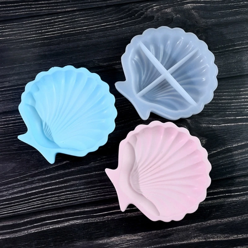 Multi Purpose Silicone Mold for Seashells Shaped Plaster Dish Unique Plate Mould for Jewelry and Trinkets Storage