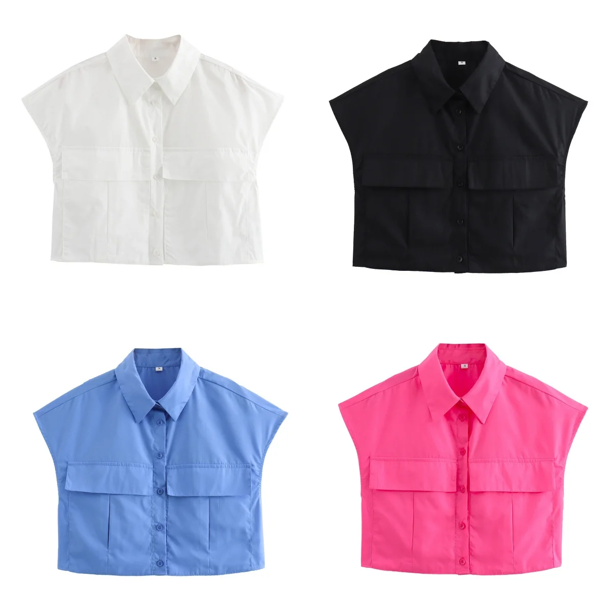 

Women's shirts short sleeveless shirts and tops Women's stylish and elegant vintage shirts with pockets TRAF2024 summer