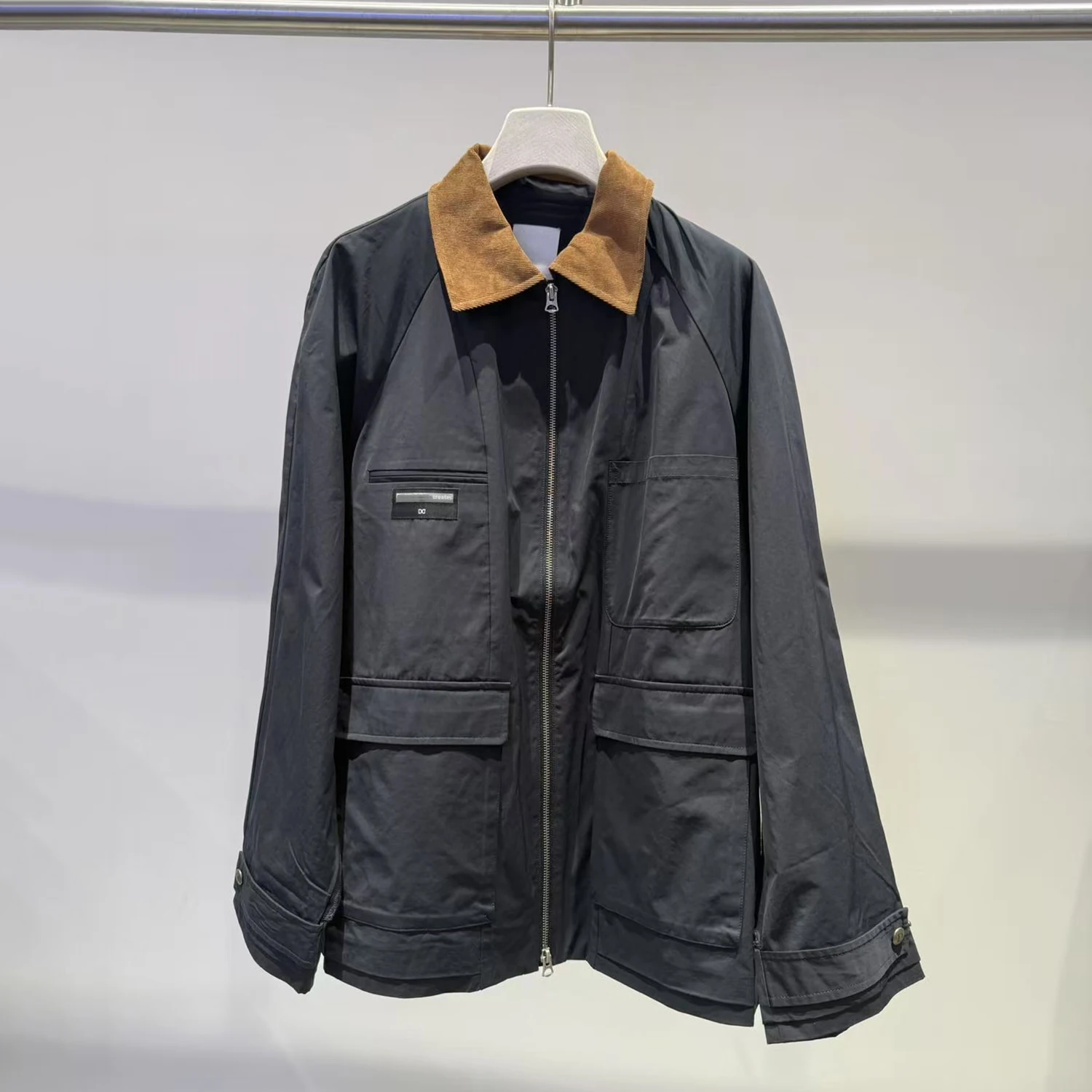 جاكيت نسائي فاخر من الجلد المخملي بتصميم فضفاض للعمل، تصميم جديد لخريف هذا العام، أنيق وعصري بأسلوب ريترو.