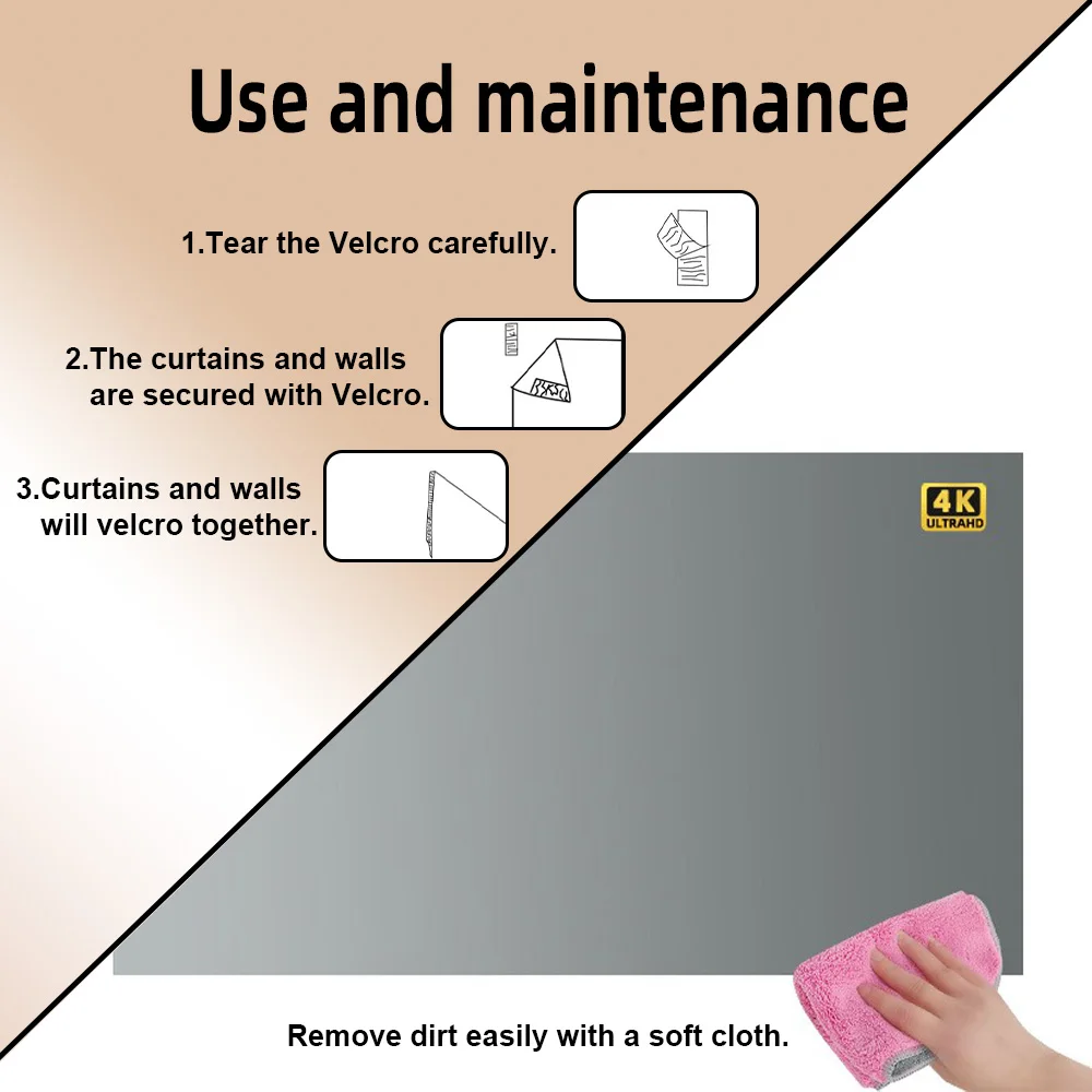 Universal Projector Screen 80/100/120 Inches Portable Foldable Stand Wrinkle-Free Quick Setup for Home Outdoor Movie Accessories