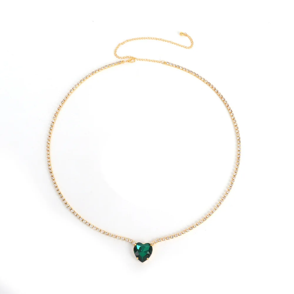 Cadena de cintura de diamantes de imitación de estilo Retro para mujer, colgante de Esmeralda simple, joyería de cadena corporal para fiesta