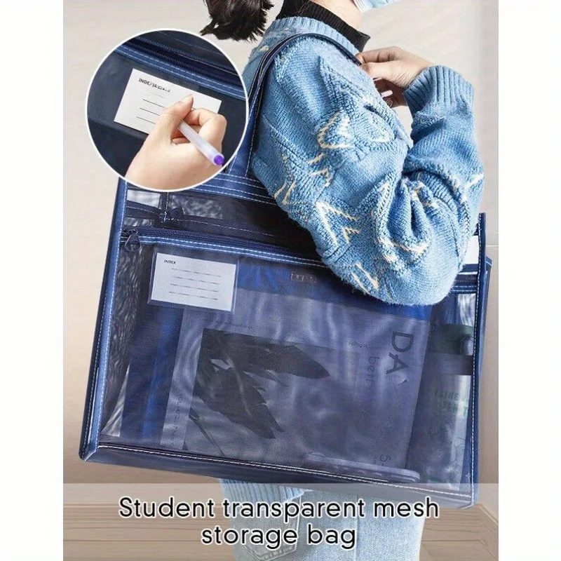 

1pcs A3 Art Portfolio Bag Transparent Mesh Document Carry Case Large Capacity Organizer for Office Supplies & Art Tools