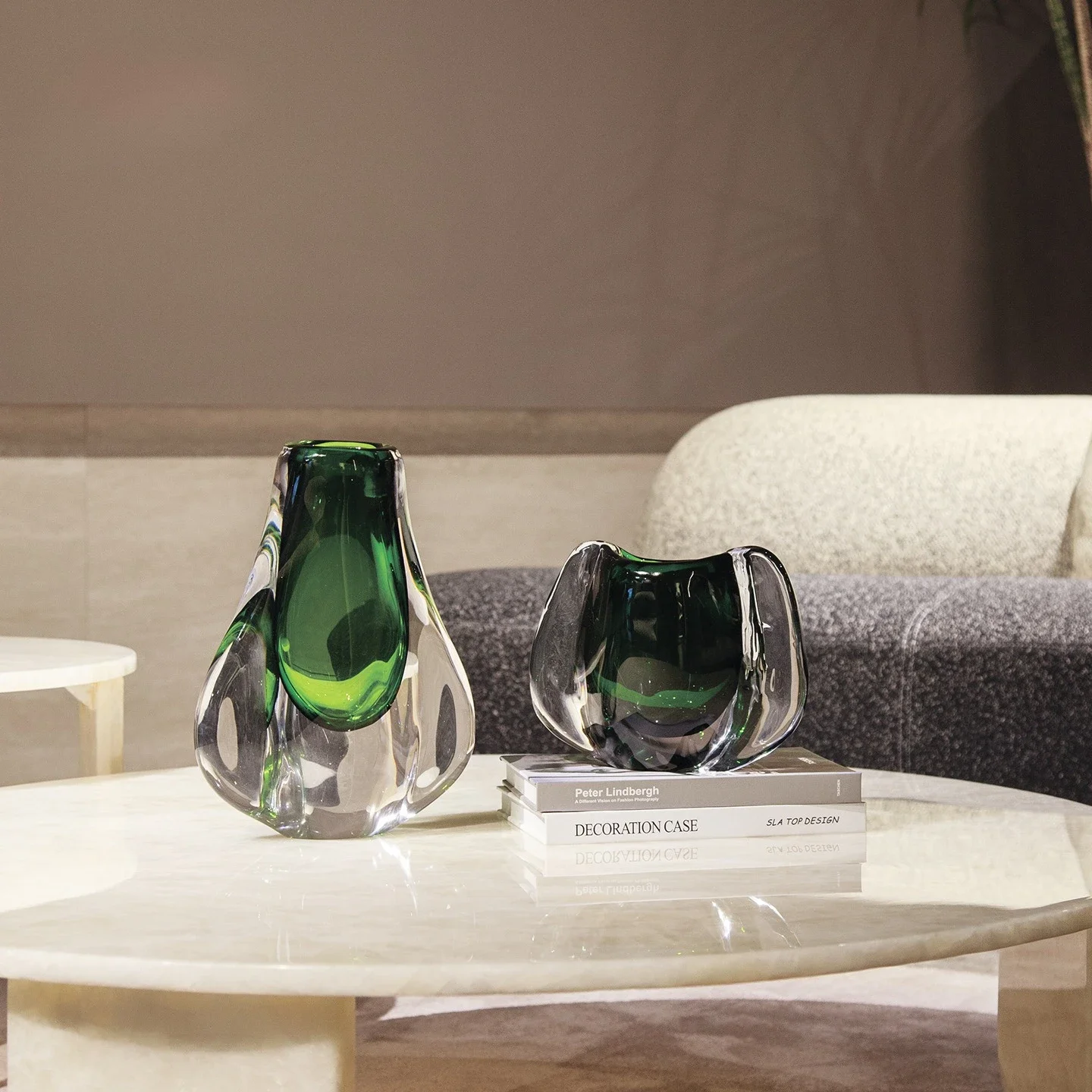 Green Glass Vase Thick Crystal Double-layer Glass Bottle Flower Vase Hydroponics Terrarium Home Decoration Accessories