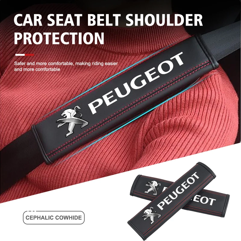Protetor de ombro para cinto de segurança de carro, couro, acessórios automotivos para peugeot 206 207 208 107 106 807 407 508 205 4008 301 607 108