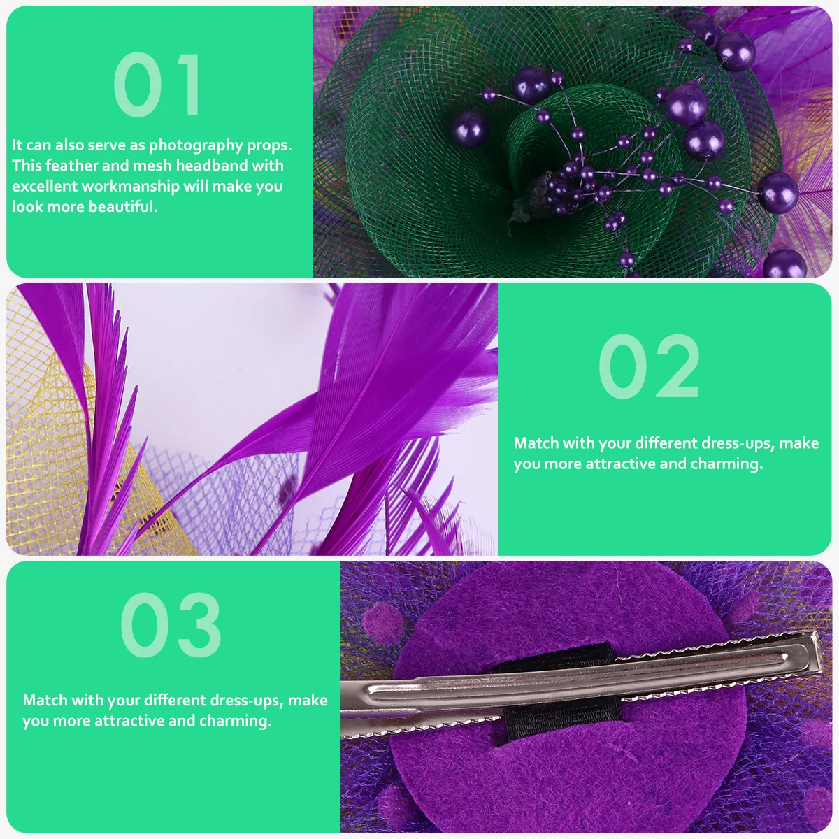 

Headband Mesh Veil Hair Clip Fascinator Wedding Party Hat Bowler Cocktail Elegant Charm Headwear Hair Accessories