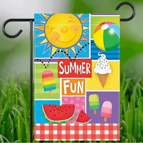 Garden Flag 12x18in Burlap Summer Fun VVL YYX EEZ