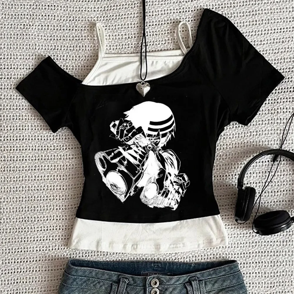 Soul Eater cropped top girl y2k vintage clearance sales meme harajuku top tees alternative  cutecore meme jojifuku