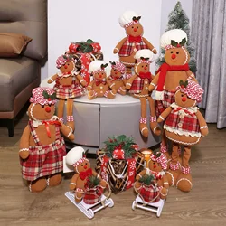 Christmas Gingerbread Man series Decor Telescopic Doll Cute Chef Hat Standing Doll perfect family holiday scene layout props