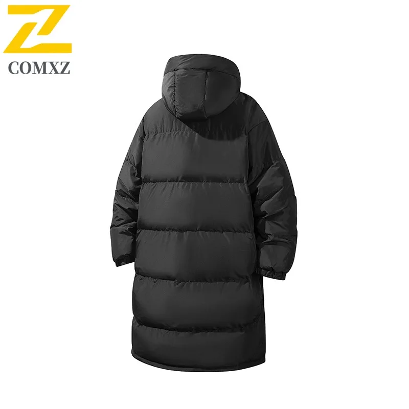 COMXZ Men Bread Jacket 2025 Solid Mid Length Trip Street Comfortable Windproof Outdoor Winter Padding Puffer Jackets Warm Daily