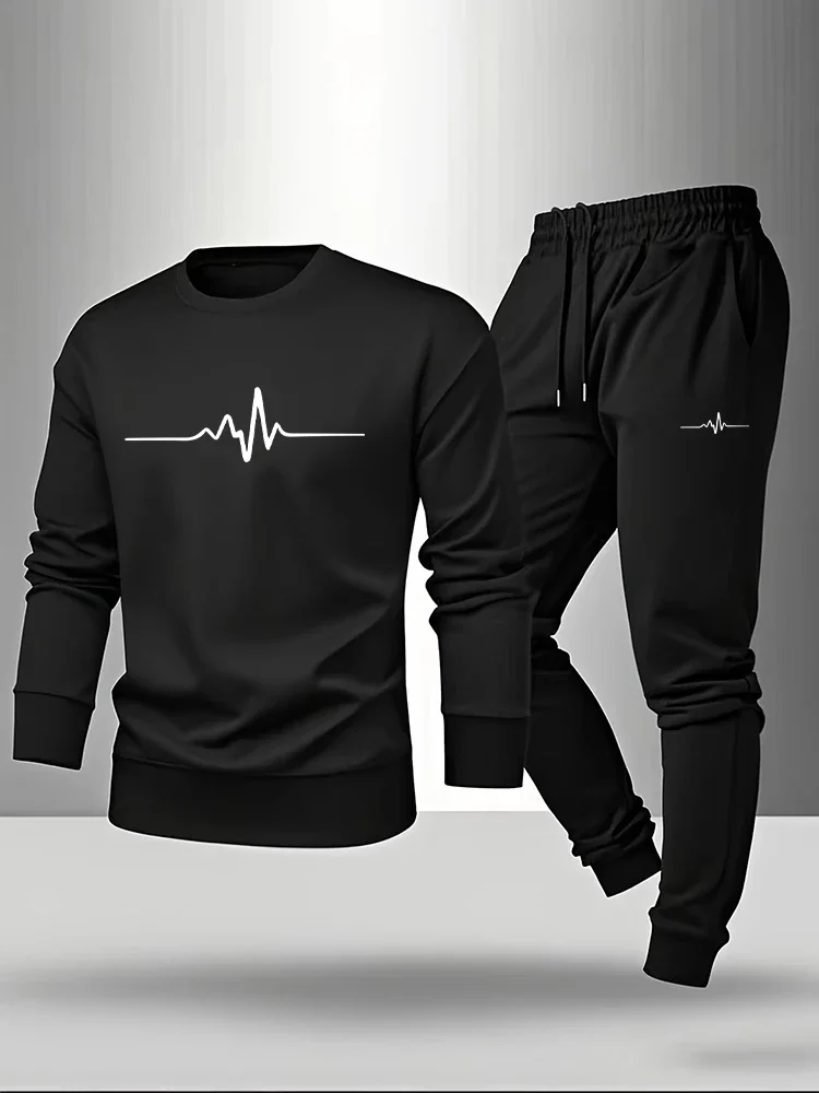 

Mens Tracksuit Casual O-Neck Long Sleeves Sweatshirts Outdoor Gym Sports Jogging Clothing 2026 Fitness Single Piece Tops Pants