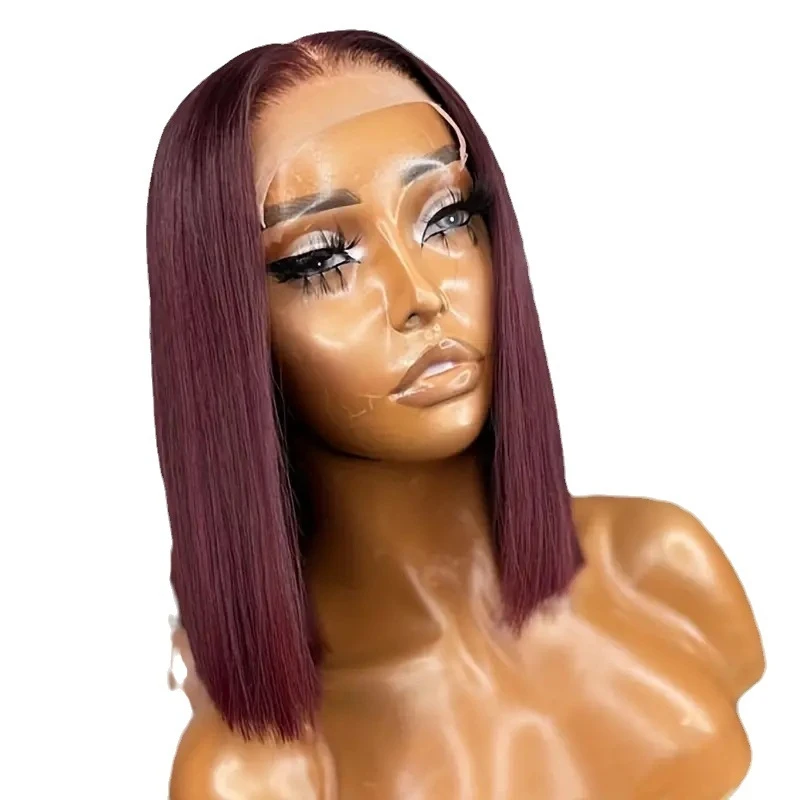 Fashionable medium-length , African lace front burgundy wig