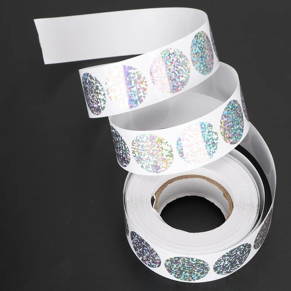2Pcs Round Shape Holographic Stickers Sparkle Self Adhesive Roll Sticker Labels Silver Iridescent Lightweight Gift Stickers