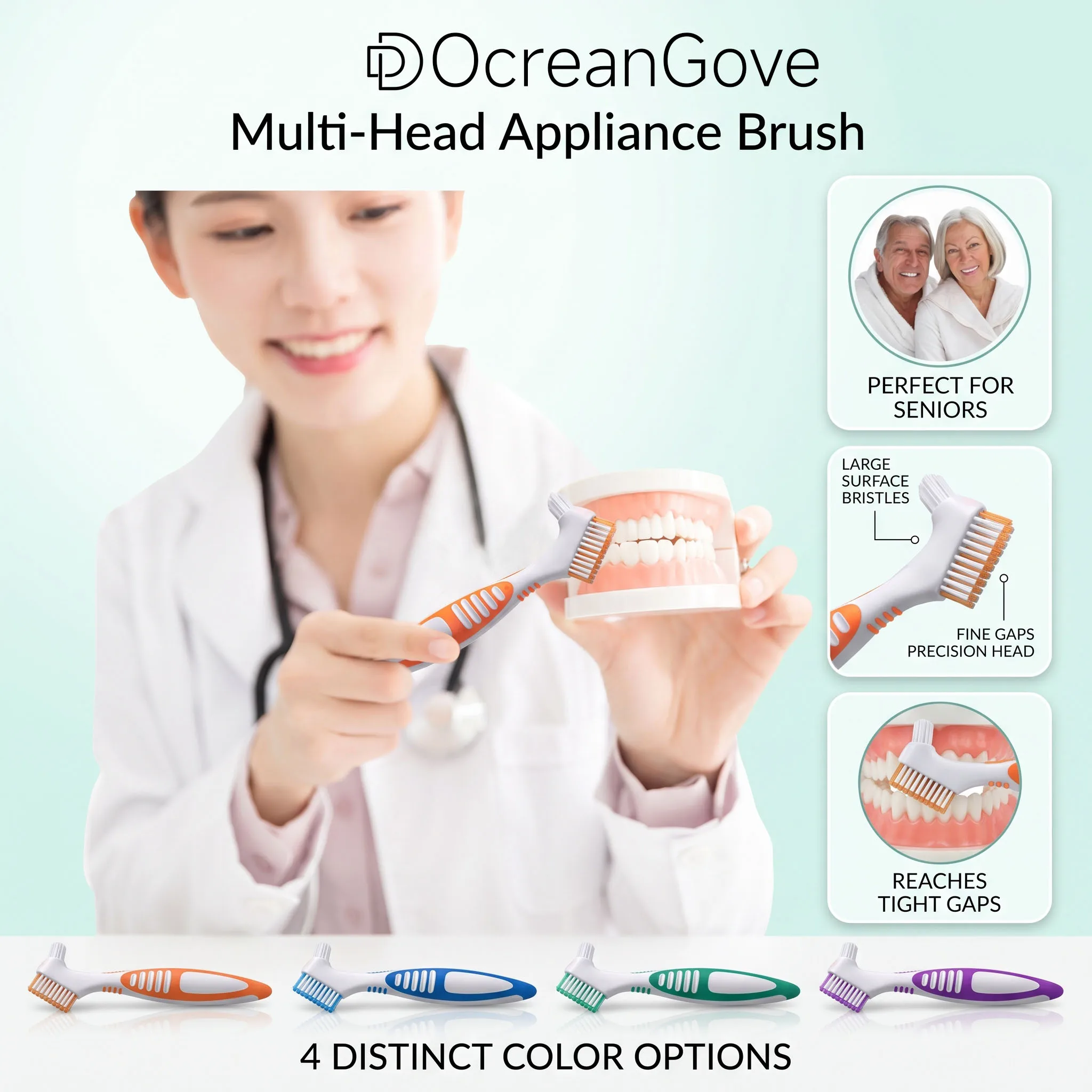 Soft Denture Brush Double Sided Nylon Bristle Reusable for False Teeth Dental Bridge Oral Care