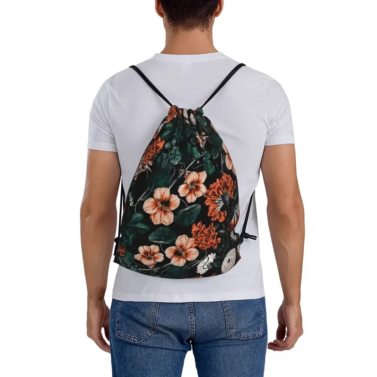 Mochila De XVII-A NIGHT FOREST para hombre y mujer, bolsa portátil con cordón, bolsillo para artículos diversos, para la escuela