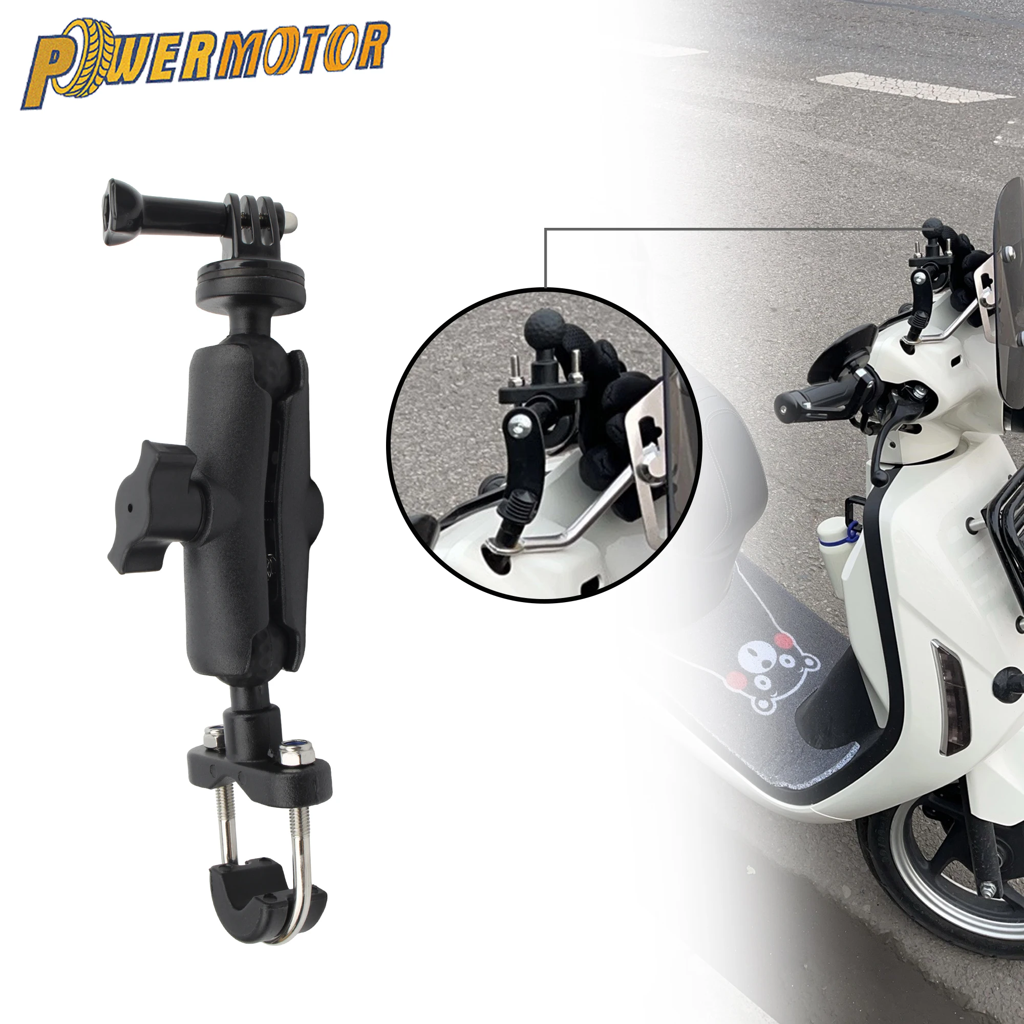 

360° Motorcycle Action Camera Holder Shockproof Bracket Motorbike Scooter 13-30mm Handlebar Universal For GoPro Hero 12 11 10 9