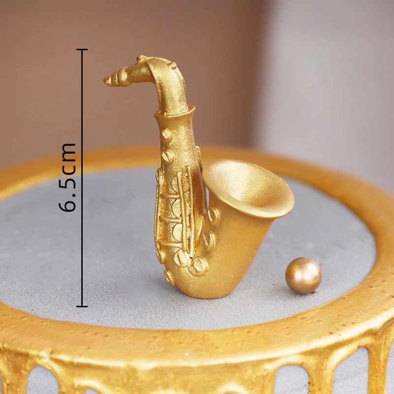 Music Theme Cake Toppers Mini Musical Instrument Resin Sax Piano Guitar Piano Notes for Birthday Graduation Party Blessing Decor