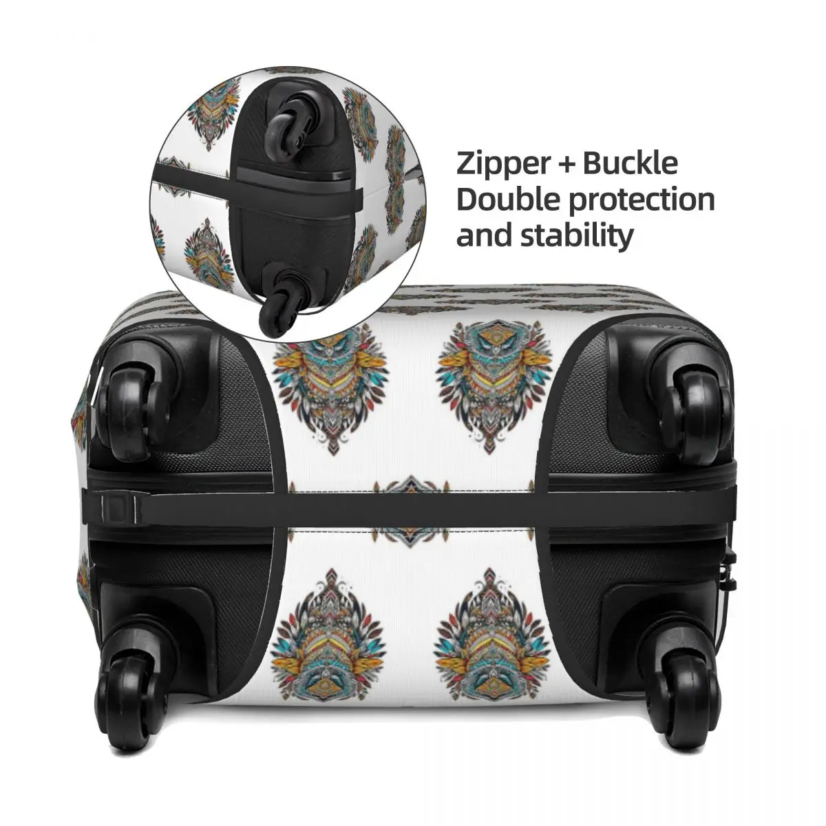 Tribal Echoes Of Nordic Metal Sculptures Suitcase Cover Protection Elastic Travel Luggage Protector Covers for 18-32 Inch