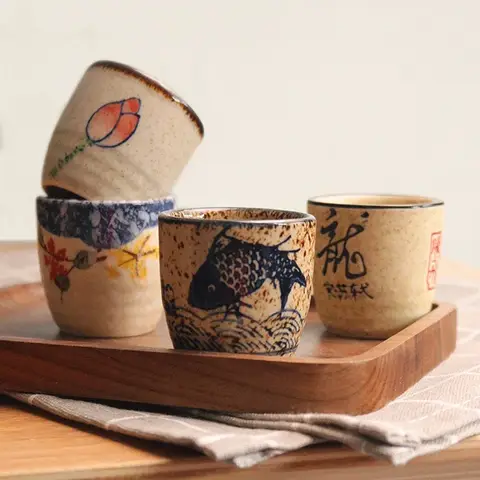 50ml Japanese-style Ceramic Antique White Wine Cup Sake Set Home Retro Coffee Cup Wine Pot Shochu Classical Cup