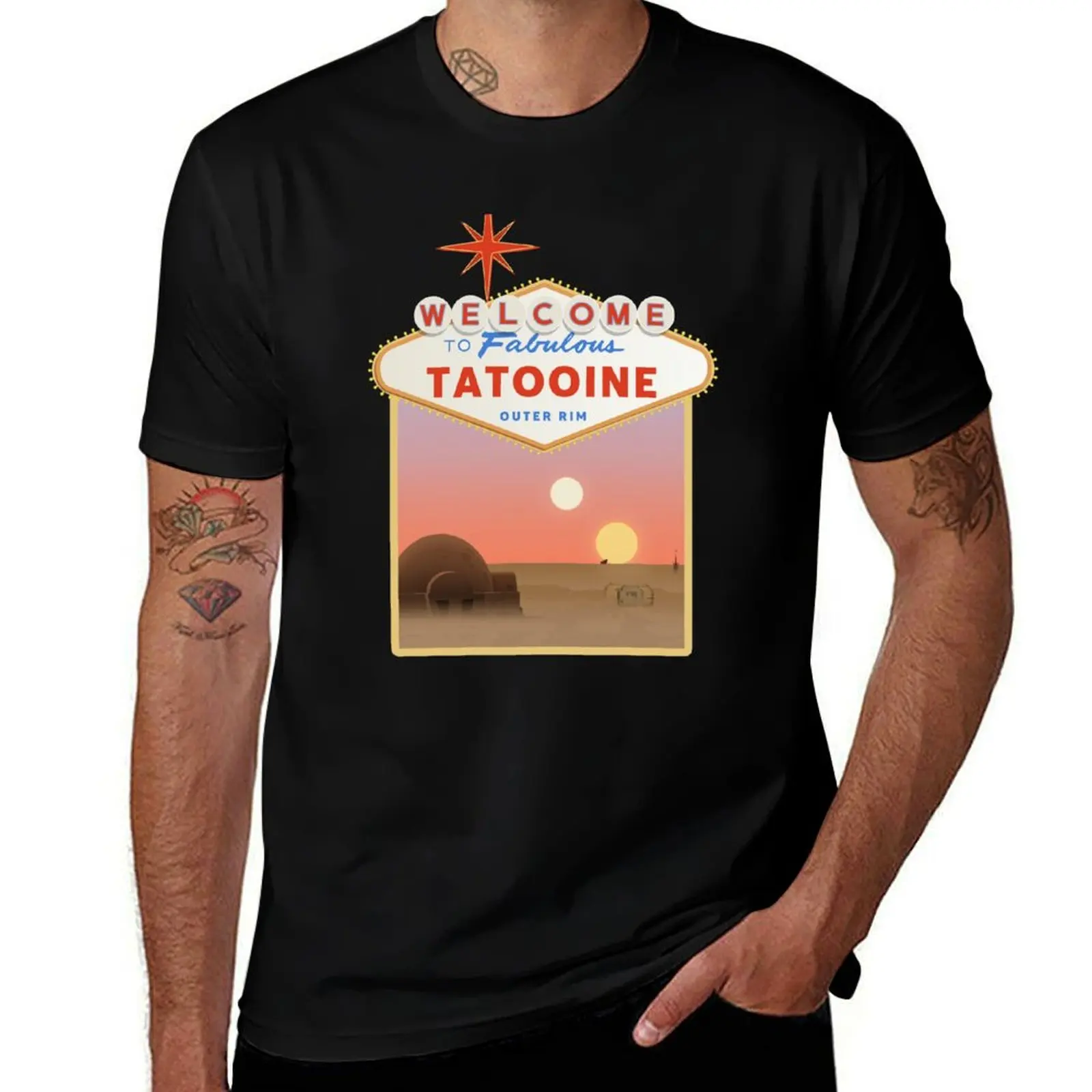 T-shirt décontracté avec imprimé fantaisie WELCOME TATOOINE OUTER RIM