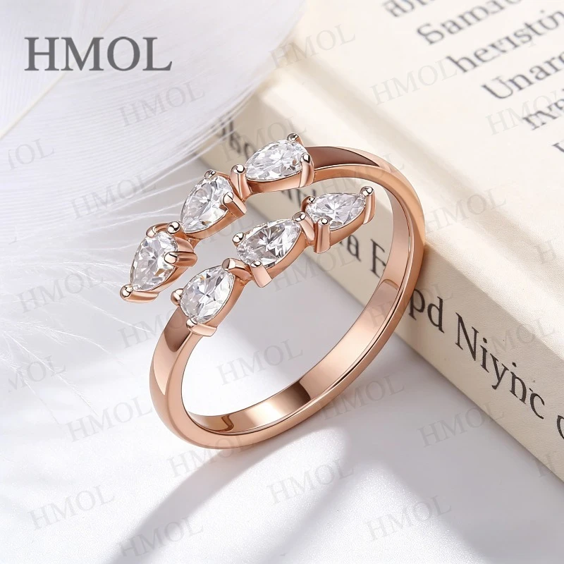 

Moissanite Pear Cut 1.8ct Open Ring White Gold Yellow Gold Rose Gold Fine Jewelry Women Fashion Trend Accessory