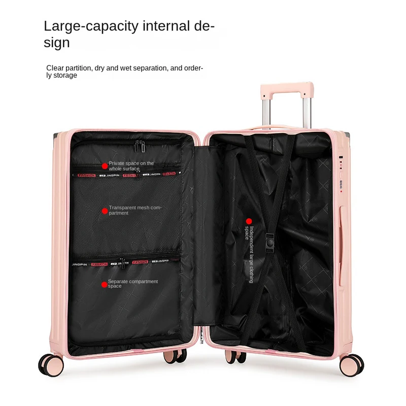 New Suitcase Zipper Aluminum Frame 20 Inch Luggage Trolley Case Universal Wheel Boarding Code PC Suitcase on Wheels 28 Inch