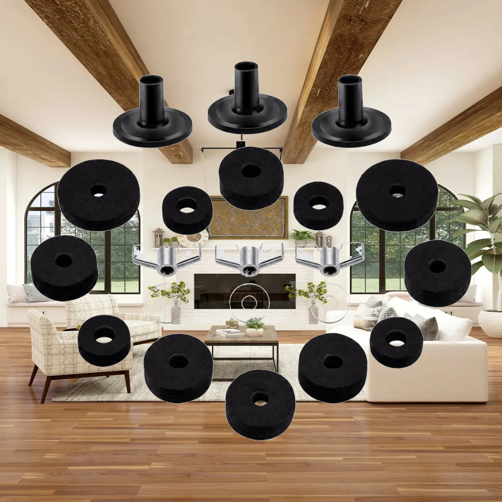 21 Pieces Drum Cymbal and Stand Accessory Kit Anti-Slip Cymbal Cushion Pad Kit with Sleeves and Wing Nuts Shock-Absorbing for