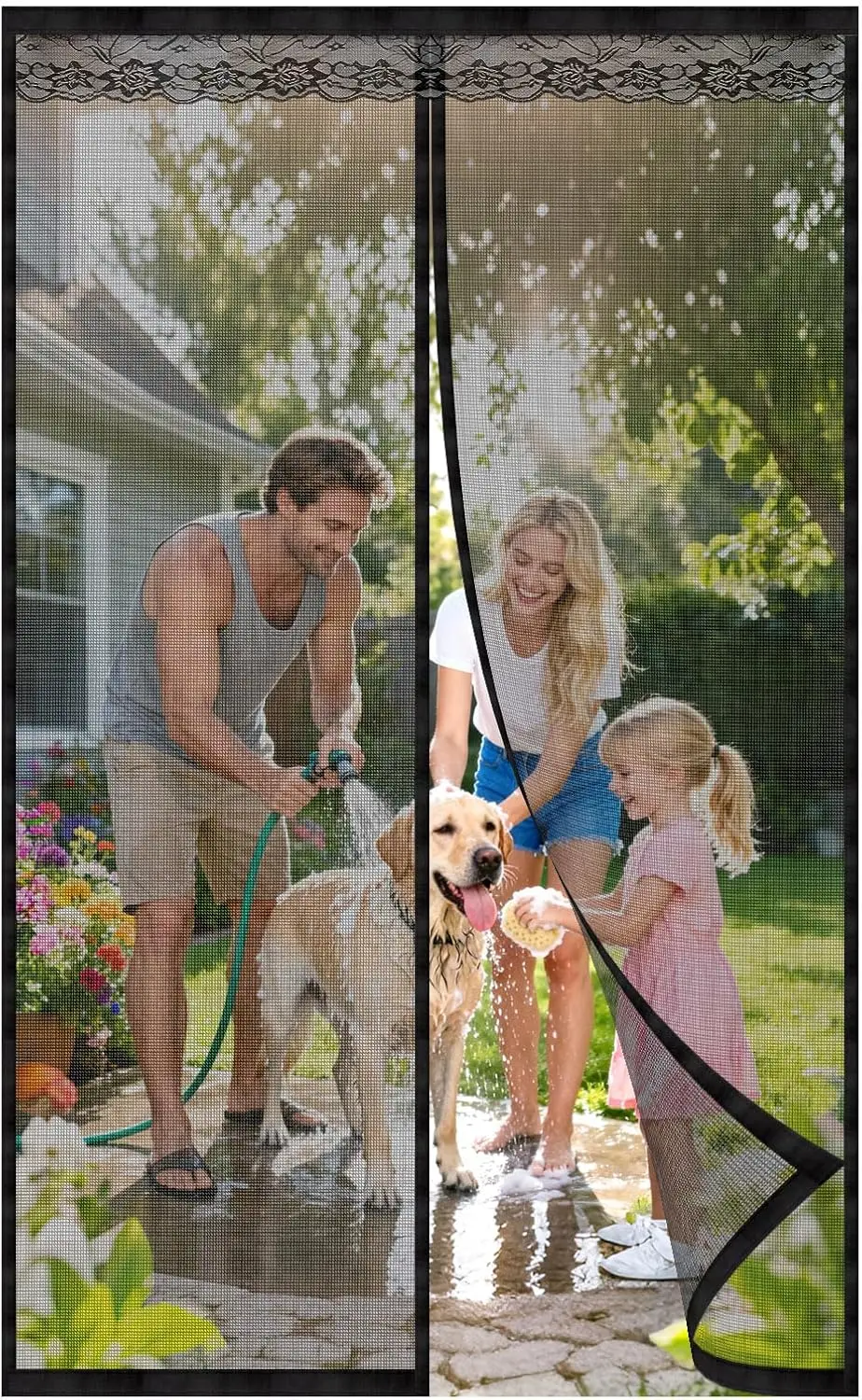 

Magnetic Screen Door - Keeps Bugs Out, Let Breeze in - 9min Install Auto-Sealing Scratch-Resistant Mesh Door Pet and Kid Frie
