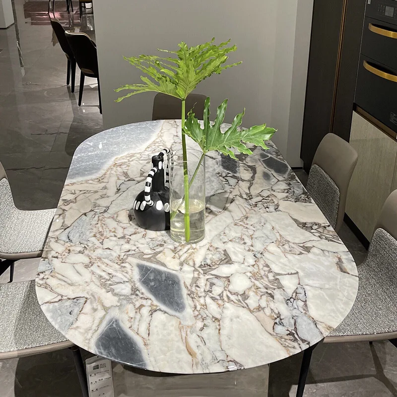 Natural marble dining table rectangular dining table luxury stone