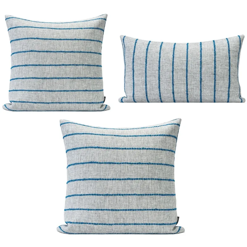 Outdoor Pillows Sunscreen Splash Proof Cushion Case Blue Stripe Decorative Pillow Cover For Sofa Home Decorations