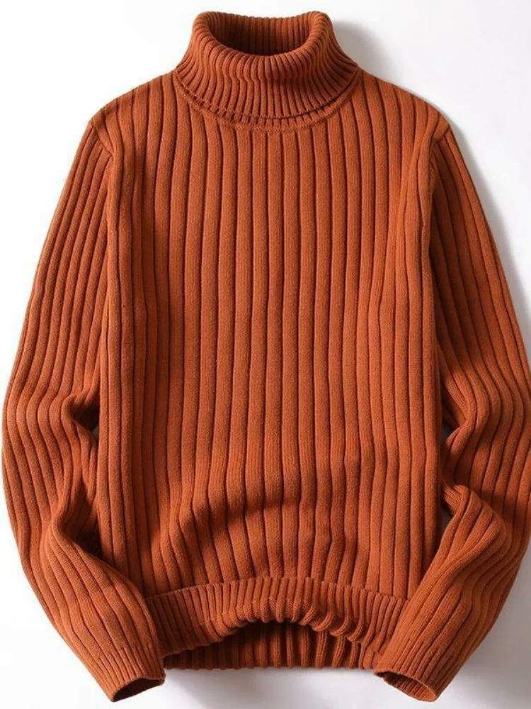 

Мужской зимний свитер с высоким воротником, модный, облегающий, утепленный, длинный, однотонный, вязаный, повседневная молодежная внутренняя одежда...