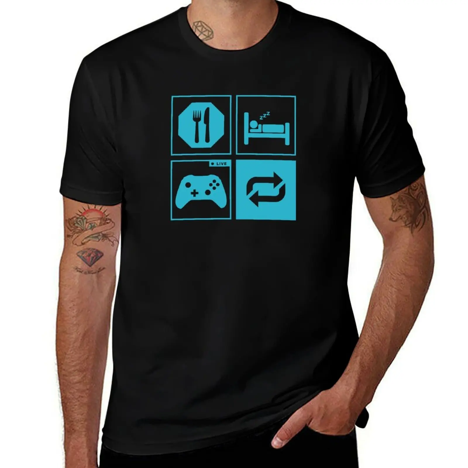 Eat, Sleep, Game, Repeat. T-Shirt Comfort Stretch Tee Shirt T-Shirt