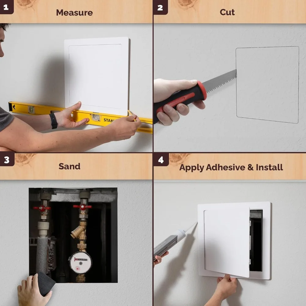 

Access Panel 12x12 Inch for Drywall & Ceiling with Door, Heavy, for Plumbing & Electrical Cables & Wiring, White, 4 Pack
