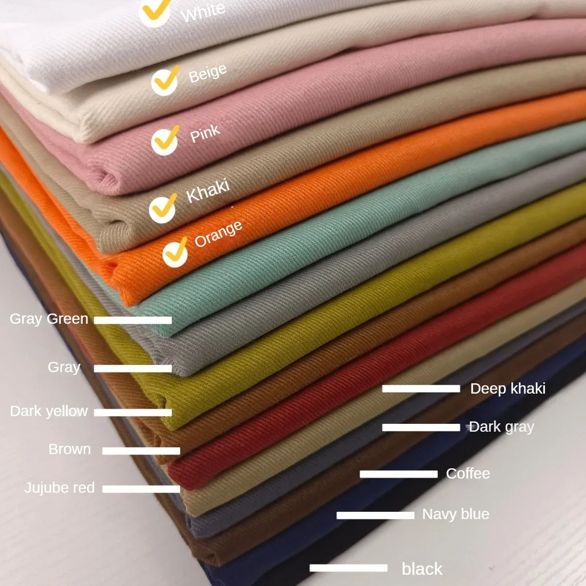 Micro Elastic Twill Cotton Denim Fabric By Meter for Coat Shirt Skirt Jeans Dress Diy Sewing Cloth Anti-wrinkle Thick Plain Pink