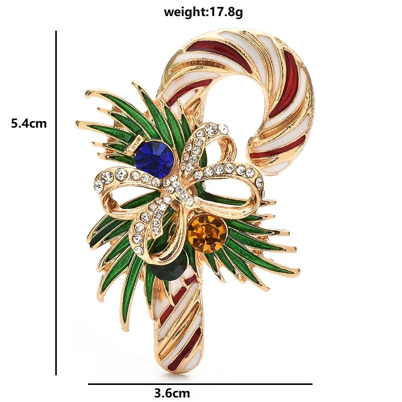 Wuli&baby Enamel Candy Rod Brooches Pins For Women Christmas New Year Bow-knot Party Brooch Gifts