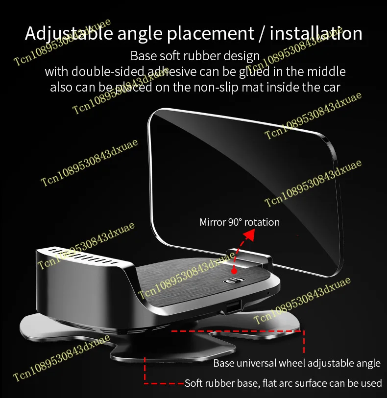 Smart Car HUD Display with Navigation Projection, Wireless Music Streaming and Multi-Function Dashboard
