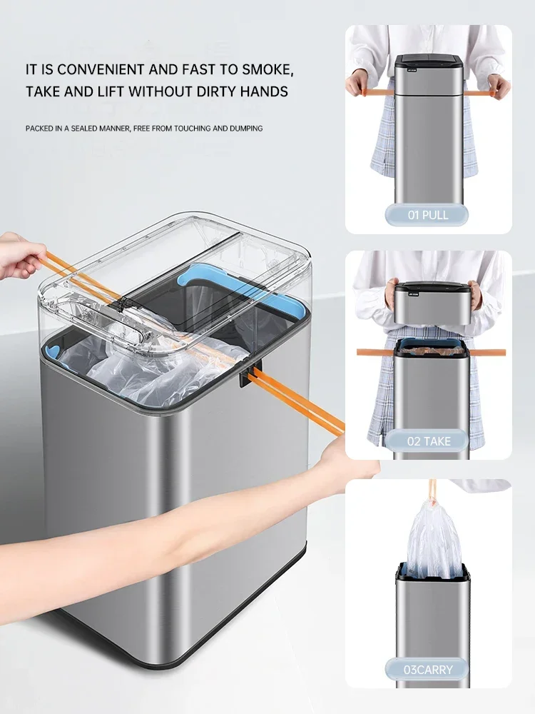 15L 20L Smart Trash Can Stainless Steel Waste Bin Garbage Bin for Kitchen Waterproof Trash Cans Bathroom Recycle Bin Wastebasket