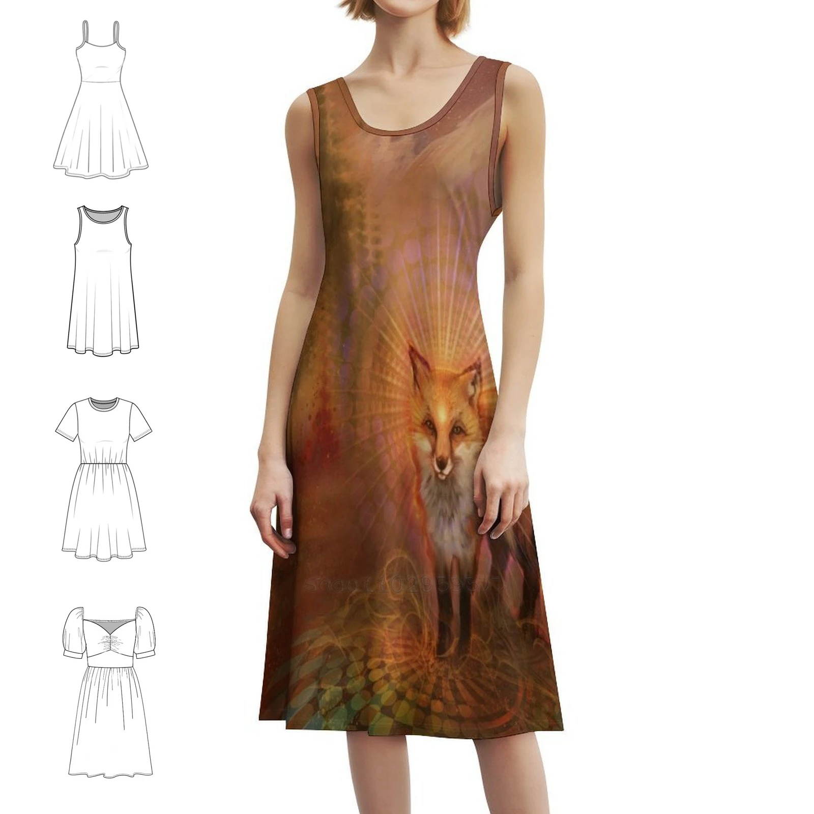 

Женское элегантное праздничное платье Wise Fox, платье трапециевидной формы с короткими/длинными/без рукавов, лиса, природа, деревья, горы, животные, женские