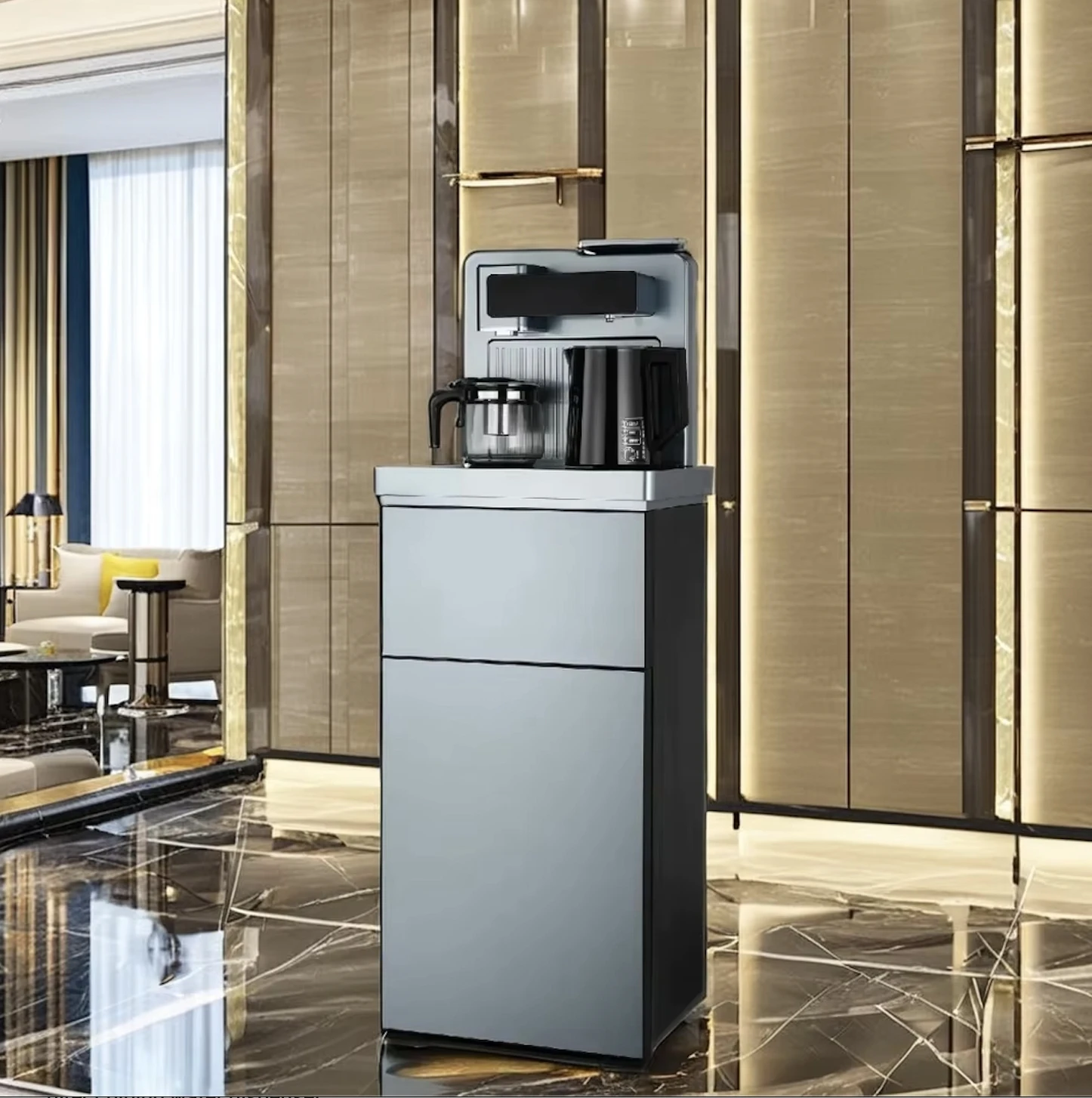 حار بيع-220 فولت-240 فولت موزع المياه وآلة شريط الشاي - الساخن البارد للمنزل والمكتب - FJ-913 (أسمر فاتح)