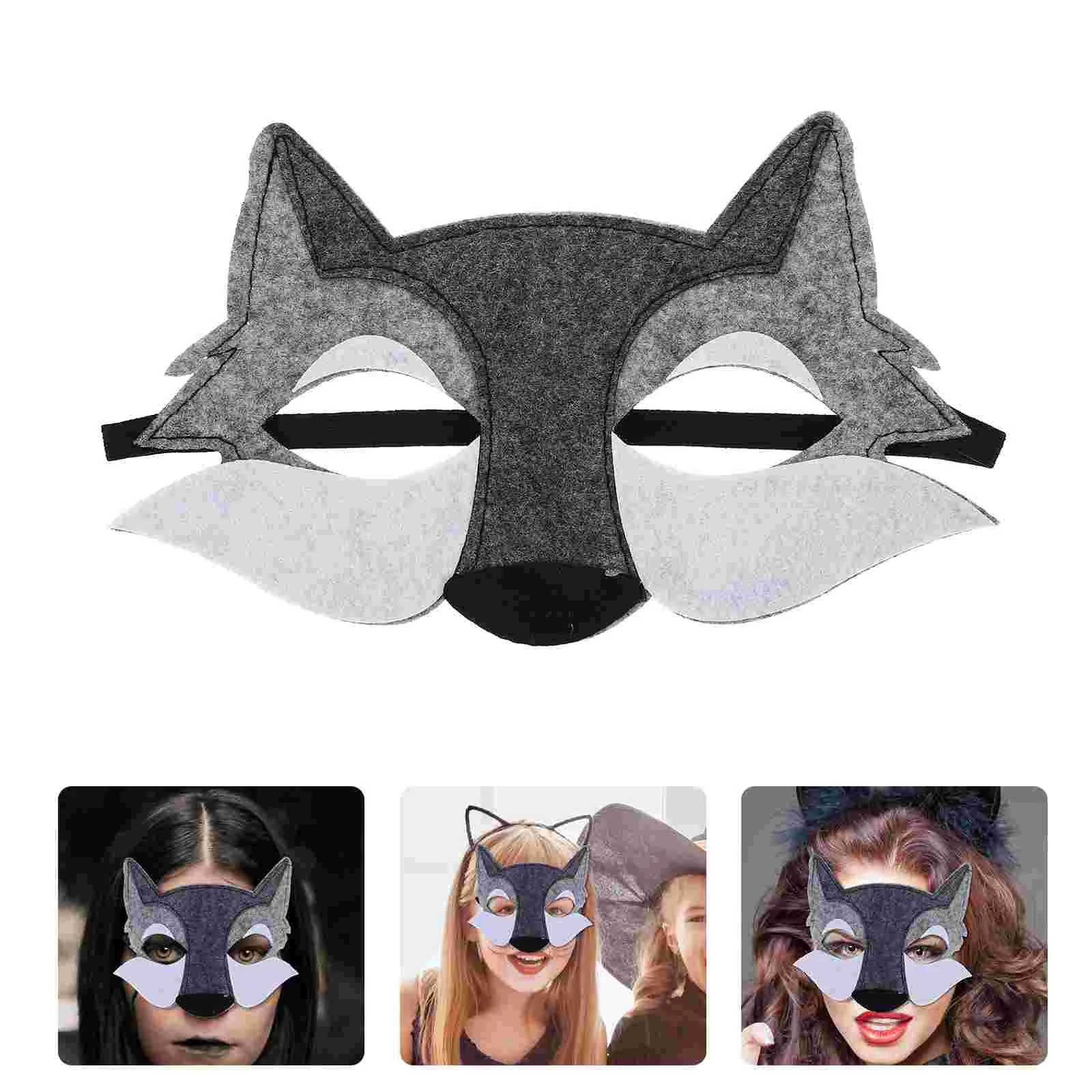 6 Pcs Facial Mask Non-woven Felt Surface Lovers Halloween Costumes Old Man Realistic Animal