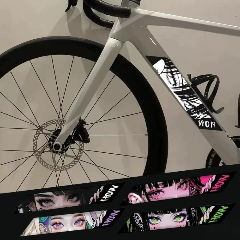 Anime Girl Bike Lower Tube Dye Decorative Stickers Waterproof Vinyl Bicycle Frame Decor Cartoon Cycling DIY Modification Decals