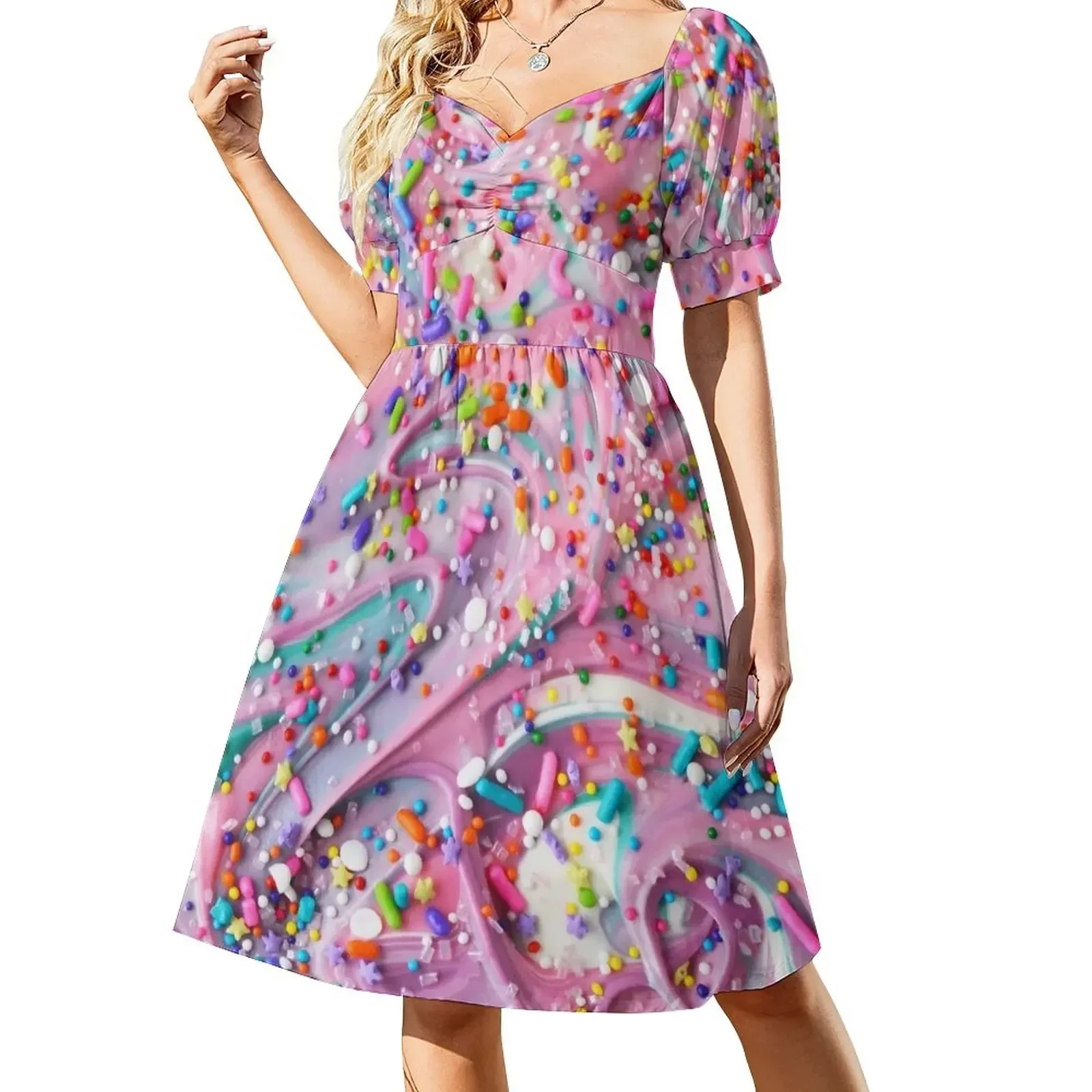 

Colorful Candy Swirls with Sprinkles Sleeveless Dress Women's summer dress summer women's dress 2025 festival outfit women