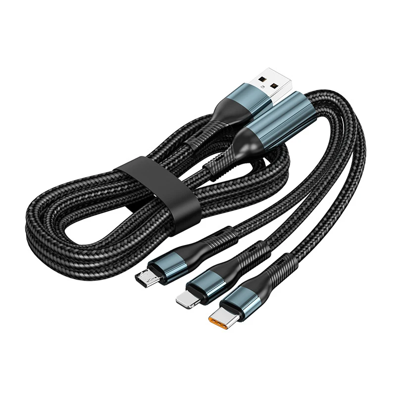 120W 5A 3 In 1 USB Fast Charging Cable Type C Micro USB Cable Data Cord For Realme Samsung Huawei P50 Phone USB Charging Cable