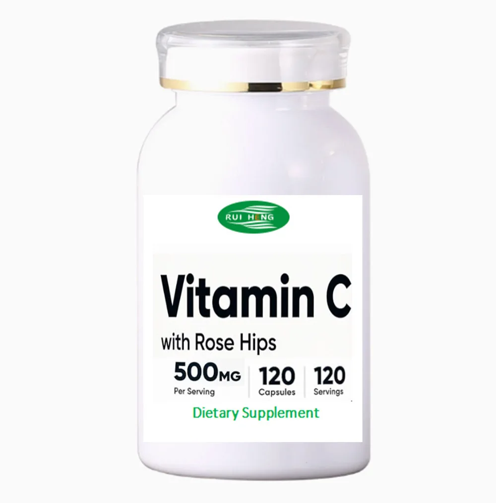 Vitamin C with Rose Hips 120 Capsules - Vitamin C 475mg, Rose Hips 25mg, Premium, Non-GMO, Gluten Free Supplement