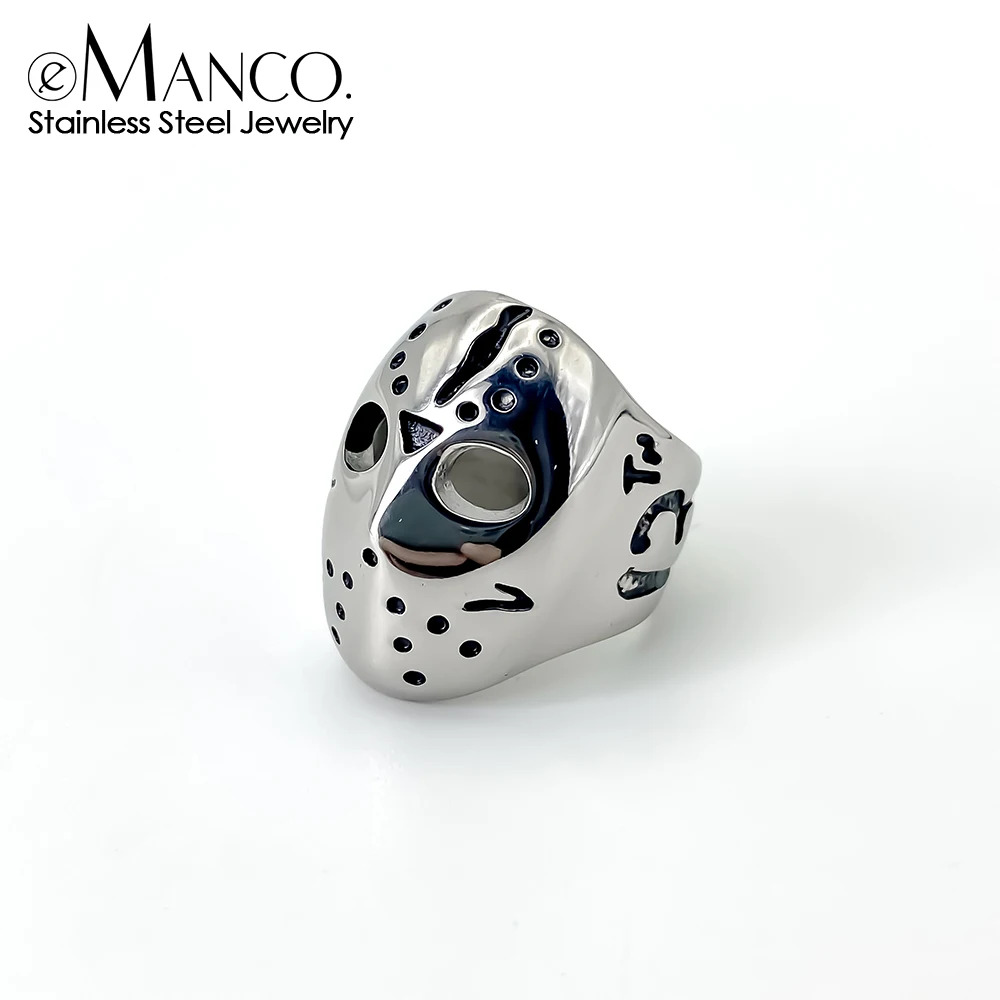 EManco-Anillo creativo de acero inoxidable con máscara de Jason para hombre, anillo de acero de titanio, tendencias 2025, joyería de Metal Retro Punk, anillos, regalos de vacaciones