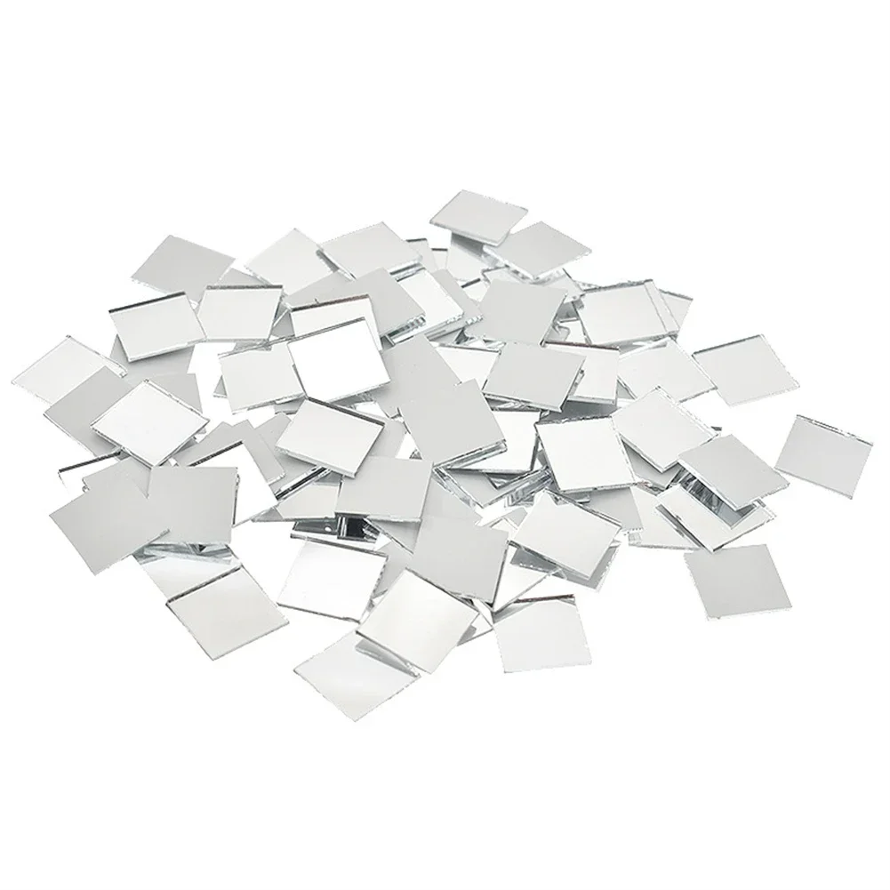 100PCS Mirror Glass Mosaic Small Square Tiles Mini Self-Adhesive Sticker For Wall Bathroom DIY Home Decoration Crafts