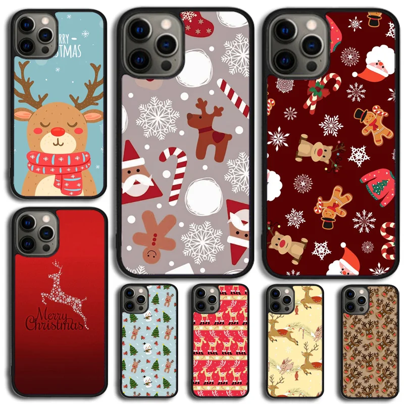 Merry Christmas Decorations Reindeer Phone Case Cover For iPhone 15 16 14 Plus 11 12 mini 13 Pro Max Apple X XR XS max